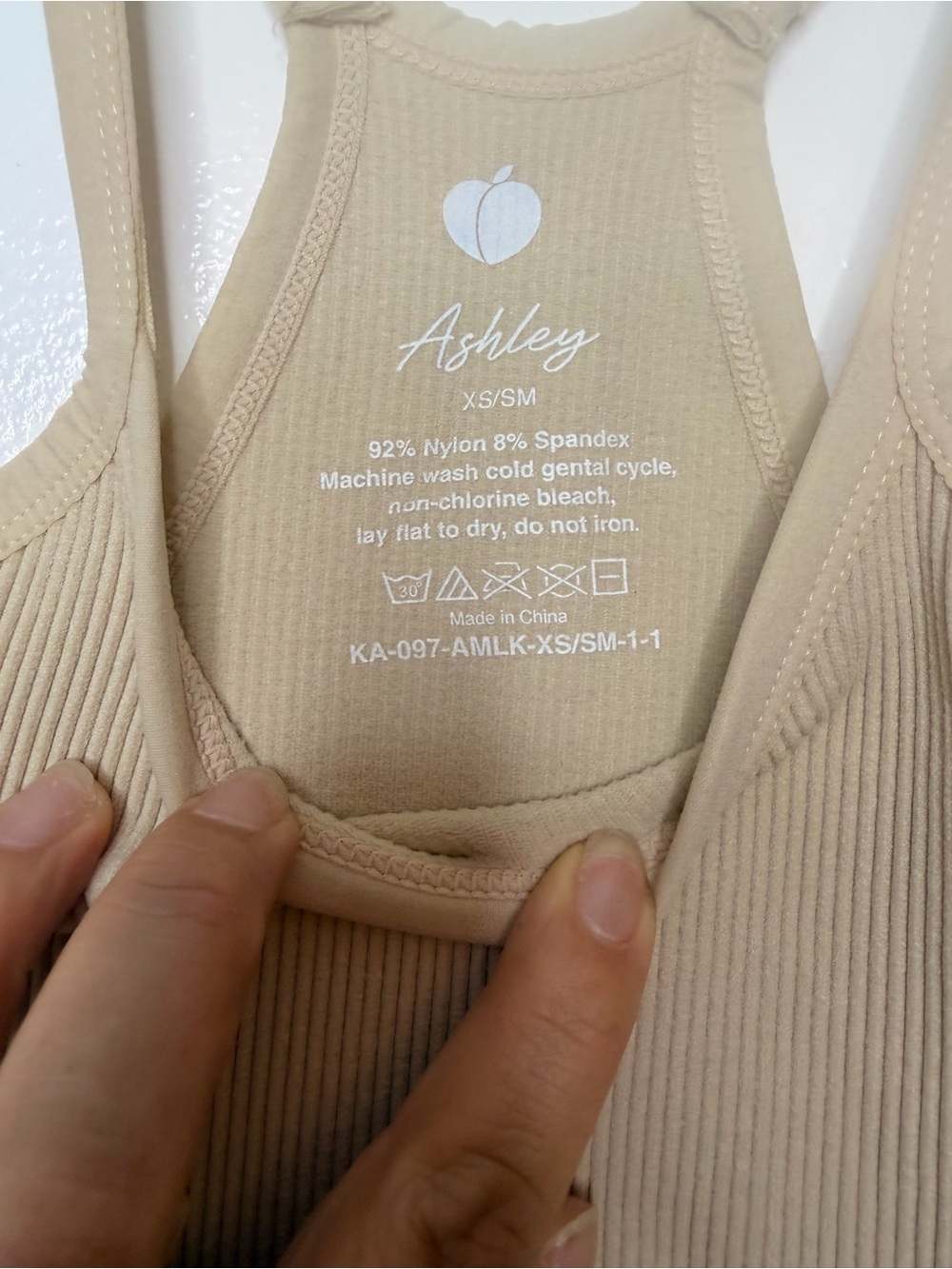 Ashley By 26 International Ribbed Crop Tank Top in Tan - Picture 3 of 4